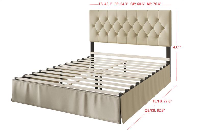Favorer Billy Tufted Upholstered Platform Bed - Wingback or Non-Wingback, Available in Multiple Sizes, Classic Design