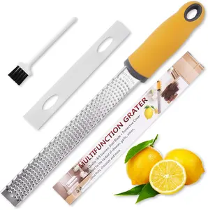 Lemon Zester & Cheese Grater - 304 Thickened Stainless Steel Micro Cheese Grater with Rubber Handle, Ergonomic Design & Anti-Skid Protective Shell