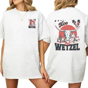 Koe Wetzel Bullhead Cowboy T-Shirt 2-Sided, Western Cowboy Printed Tee, Retro T-Shirt, Cotton Casual