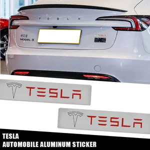 Tesla Aluminum Emblem Sticker, Metal Badge Plate for Model 3 Model Y Model S Model X, Car Decals, Car Accessories, Ca Prop 65 Compliant