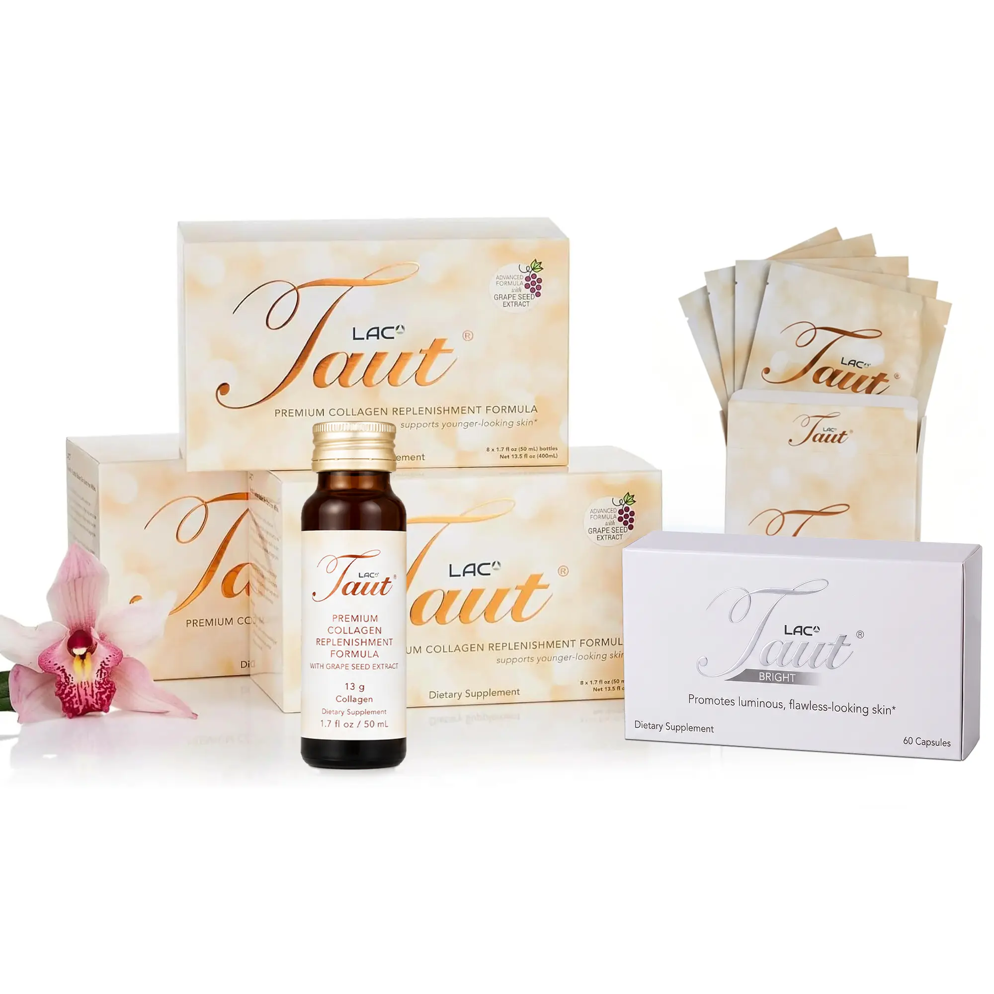 RenewSkin Co Ms. Magnifique Skin Brightening Box Set for Adults - 24 Liquid Hydrolyzed Collagen Drinks, 5 Face Sheet Masks, 60 Bright Capsules with Ceramides, Dark Spot Remover, Firmer Skin, Even Tone & Texture, Hair Growth Support, Pigmentation Fix