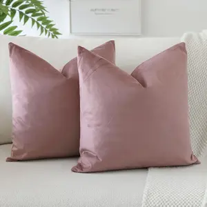 Pack of 2 Velvet Soft Decorative Throw Pillow Covers Square Cushion Case Home Decor Pillow Covers for Couch Sofa Bedroom Living Room Decorative Pillowcases 20 x 20 Inch (Jam)