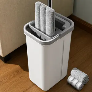 JOYMOOP Mop and Bucket Set, Hands-Free Flat Floor Mop with 3 Washable Microfiber Pads, Wet and Dry Use, Ideal for Home and Commercial Floor Cleaning,Pink