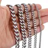 3/5/7/9/11mm Stainless Steel Curb Cuban Chain Necklace For Men Male Silver Color Link Chain 18inch-30inch Cuban Style Necklace
