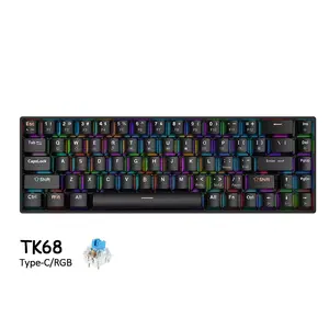 ZIFRIEND TK68 Mechanical Mini 60% Keyboard 68 Keys Layout Ergonomic Design Hot-Swappable Mint Switch RGB Backlit Type-C Wired Gaming Keyboard for Office and PC LAPTOP, Full Key Anti-Ghosting, Compatible with Windows & Mac, Christmas Gift