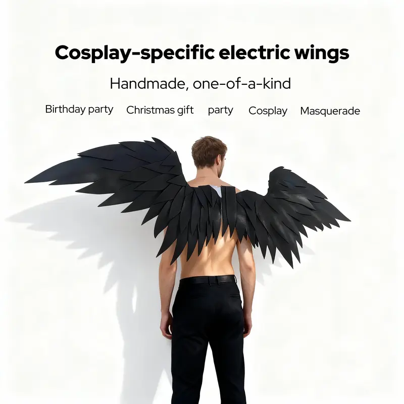 Foam Electric Wings Handmade Black White Unisex Cosplay Costume, Birthday Party Outfit, Christmas Gift, Photography Props, Clothing, Minimalist Basic
