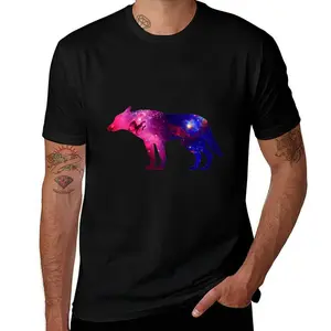 Galaxy Wolf Silhouette Celestial Art Graphic Tee - Cosmic Spirit Animal Streetwear T-Shirt - Shipped from NY