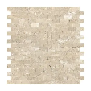 INNO STICKERS 5-Sheet Peel and Stick Mosaic Natural 3D Stone Self Adhesive Tiles, 10.63" x 11.22" Stick on Backsplash for Kitchen Bathroom Fireplace Vanity, Beige