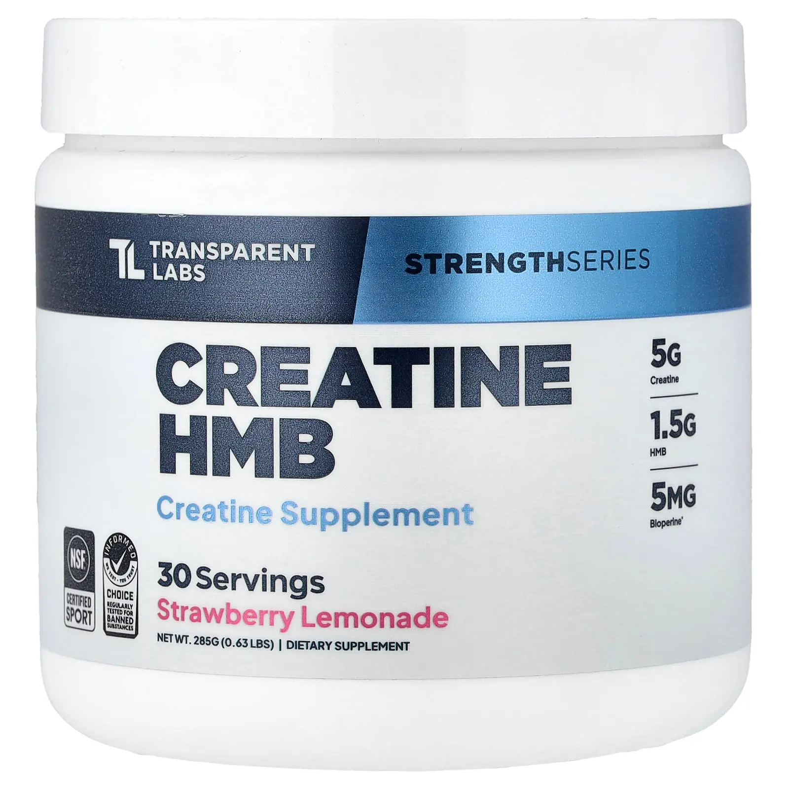 Transparent Labs Strength Series, Creatine HMB, Strawberry Lemonade, 0.63 lb (285 g)