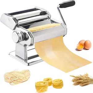 Pasta Maker,  Stainless Steel Pasta Machine Manual Roller Pasta Maker with 9 Thickness Settings for Spaghetti Linguine Fettuccine Lasagne, Includes Dough  & Hand Crank