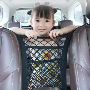 Car Interior Trunk Seat Back Elastic Mesh Net Car Styling Storage Bag Pocket Cage velcro Grid Pocket Holder Car Accessories Trun Car Backseat Organizer