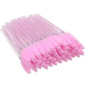 Elisel 100 PCS Disposable Mascara Brushes Crystal Eyelash Brushes Mascara Wands Applicator Eyelash Extensions Makeup Tools Eyebrow Brush (Pink) Elisel