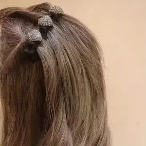 Girls' Braided Hair Side Clips, Heart-Shaped Bangs Split Design, Full Head Pins, Autumn Winter Faux Fur Hair Accessories, Hairpins, Set of 2