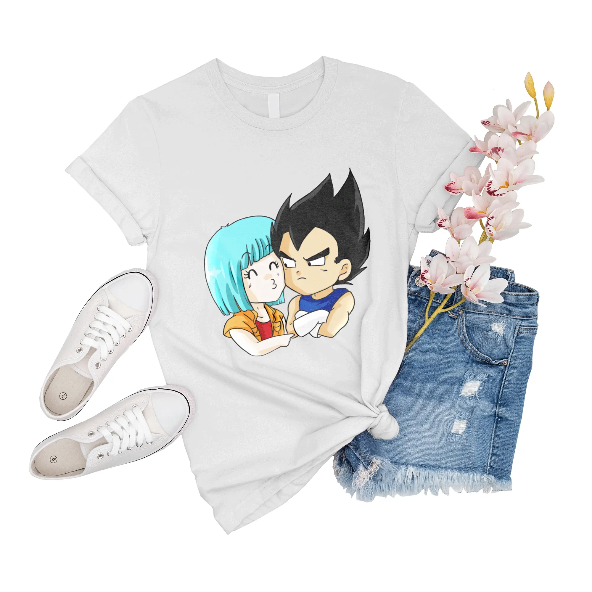 T-Shirt Unisex Vegeta Falls In Love With Bulma Vegebul Chibis Women Sleeve Tee Short Friend Shirt Girl Shirts Boy Event