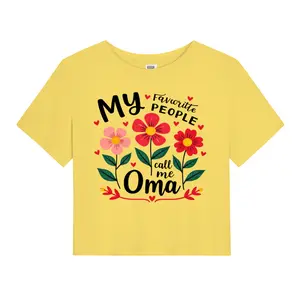 Plus Size Women's White Tee with 'My Favorite People Call Me Oma' Phrase and Floral Design, Short Sleeve Round Neck