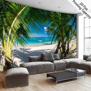 Summer Beach Plants Backdrop Ocean Nature Backdrop Tropical Aesthetic Background Cloth Beach Tapestry Wall Hanging Photography Background Polyester Fiber Living Room Bedroom Holiday Party Event Decor Studio Prop Relax Wall Art