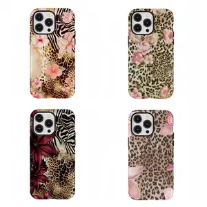 Trendy Leopard Print Floral Phone Case Y2k Style Phone Case Compatible for iPhone 17 16 15 14 13 12 11 and for Samsung S21-S25 Perfect Gift for Fashion Girls Women