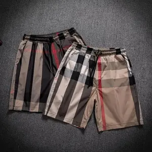 2025 Spring Summer Men New Plaid Trends High-end Drape Loose Beach Pants Casual Comfortable Fashion Shorts Male Thin Short Pants gift Menswear Stylish Tropical Tractor Trouser Checked Lightcolour_Black