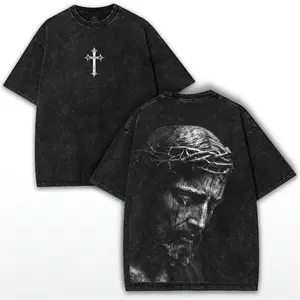 valentine shirts Jesus Christ Cry Washed T-Shirt: Christian Streetwear, Oversized Faith Tee