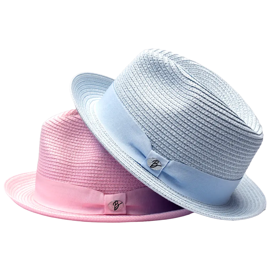 Bently Headwear Leonardo Collection Fedora Hat 2.25" Snap Brim Semi-Crushable 100% Natural Braid Adjustable Fit for Everyday Wear