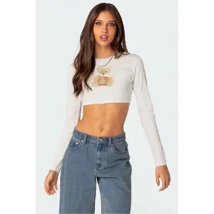 Ted Cropped Long Sleeve T Shirt