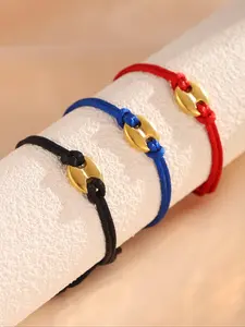 Stainless Steel Pig Nose Decor Rope Bangles, Trendy Stack Bangle, Drawstring Bangle for Women & Men, Elegant All-match Fashion Accessories for Daily Wear