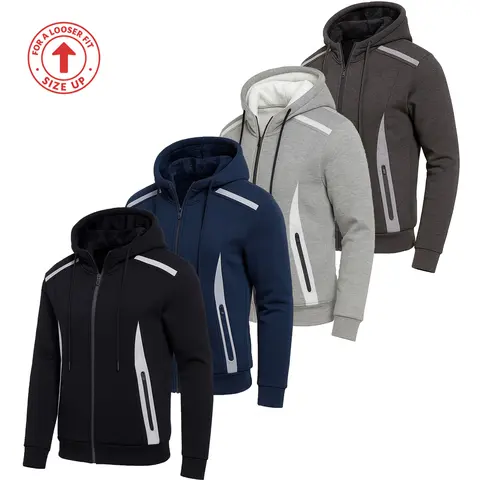 Men's Multi Pack Heavyweight Sherpa Fleece-Lined Tech Zip Sweater Hoodie (Sizes S-3XL)
