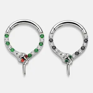Titanium 16G Snake Septum Hoop,Nose Ring,Septum Clicker.Earring Piercing,Helix Daith