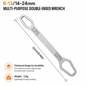Multifunction Double-Ended Universal Wrench 3-24mm Anti-Slip Adjustable Repair Tool for Car, Pipe & Home Use