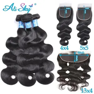 Body Wave Human Hair 3 Bundles With 4x4 5x5 Transparent Lace Closure Human Hair 13x4 Frontal With Bundles tissage bresilien