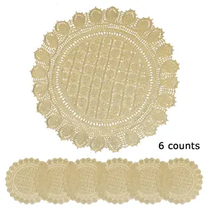 6-Piece Round Placemats, Washable and Easy to Wipe, Heat-Resistant Vinyl, Ideal for Kitchen, Dining, Holidays, Weddings