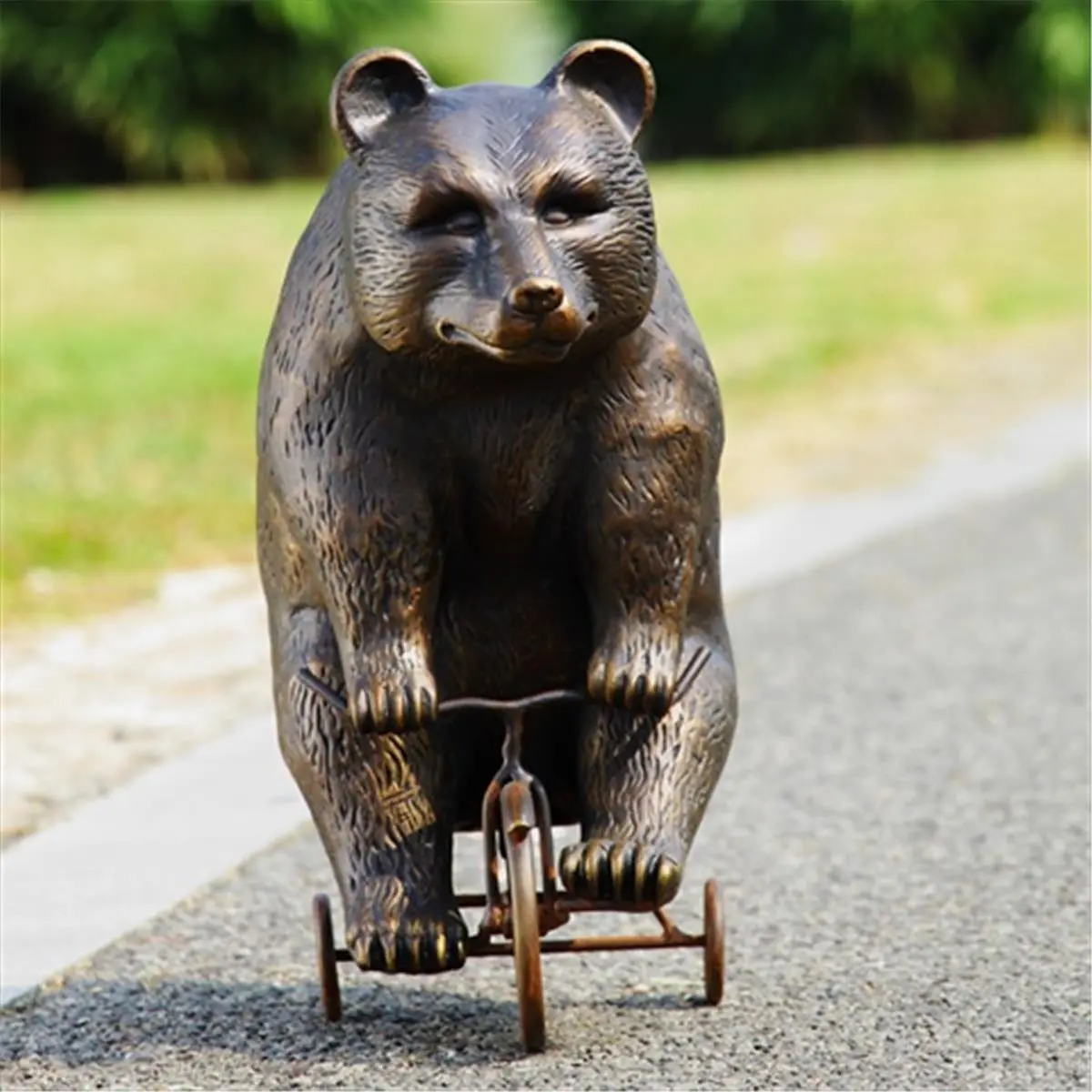SPI Home 33638 Solid Aluminum Big Bear-Little Trike Decorative Statue, Figurine for Home Supplies