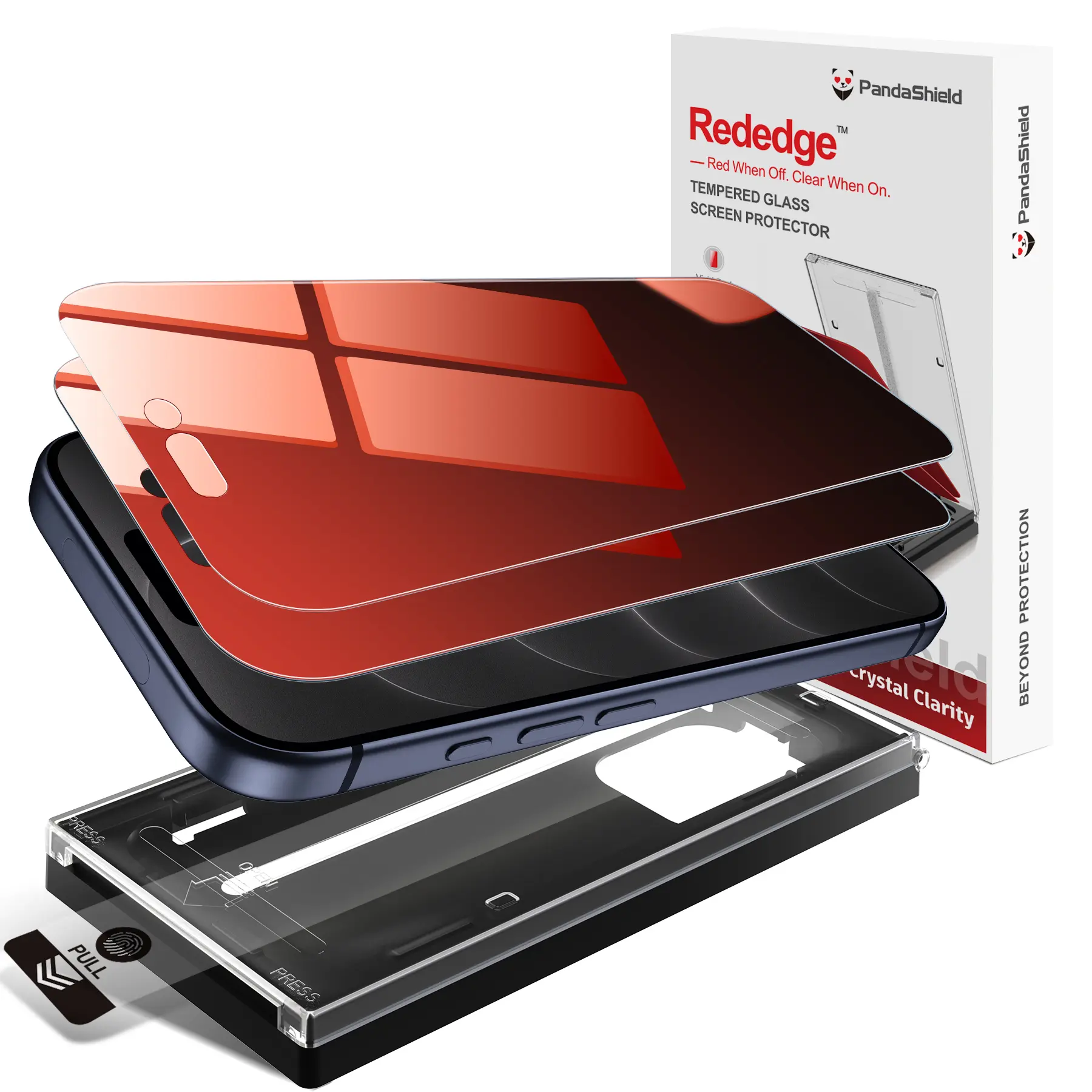 [2-Pack] PandaShield 18 ProMax Red Privacy Screen Protector, for iPhone 13 14 15 16 17 18 Pro Plus Max - Easy installation, Shiny Red Privacy,  Dust Free Applicator, 2-Sides Anti Spy,