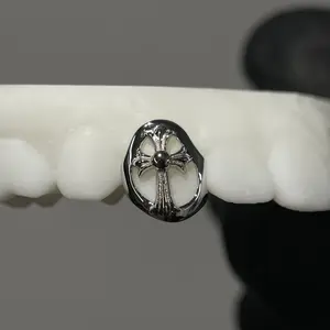 Custom Cross Teeth Grillz Hip Hop 925 Sterling Silver Grillz for Men Women