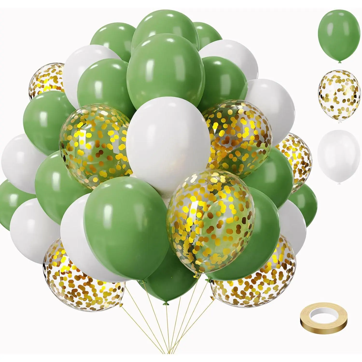Sage Green and  Balloons,75PCS Sage Green  White Party Balloons 12in and 5in Sage Green Balloons for  Shower,Birthday, Wedding,Party Decorations