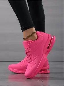 Women's Air Cushion Platform Sneakers, Lace-Up Shock Absorbing Athletic Running Shoes for Sports & Daily Life