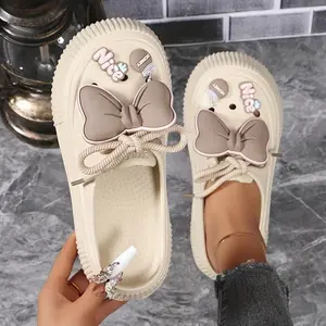 Women’s Cute Bowknot Decorative Clogs, Casual Hollow Design EVA Sandals, Comfortable Beach Shoes — New Year and Christmas Gifts, Spellbound Shoes Women’s Clothing, Footwear, Flip Flops