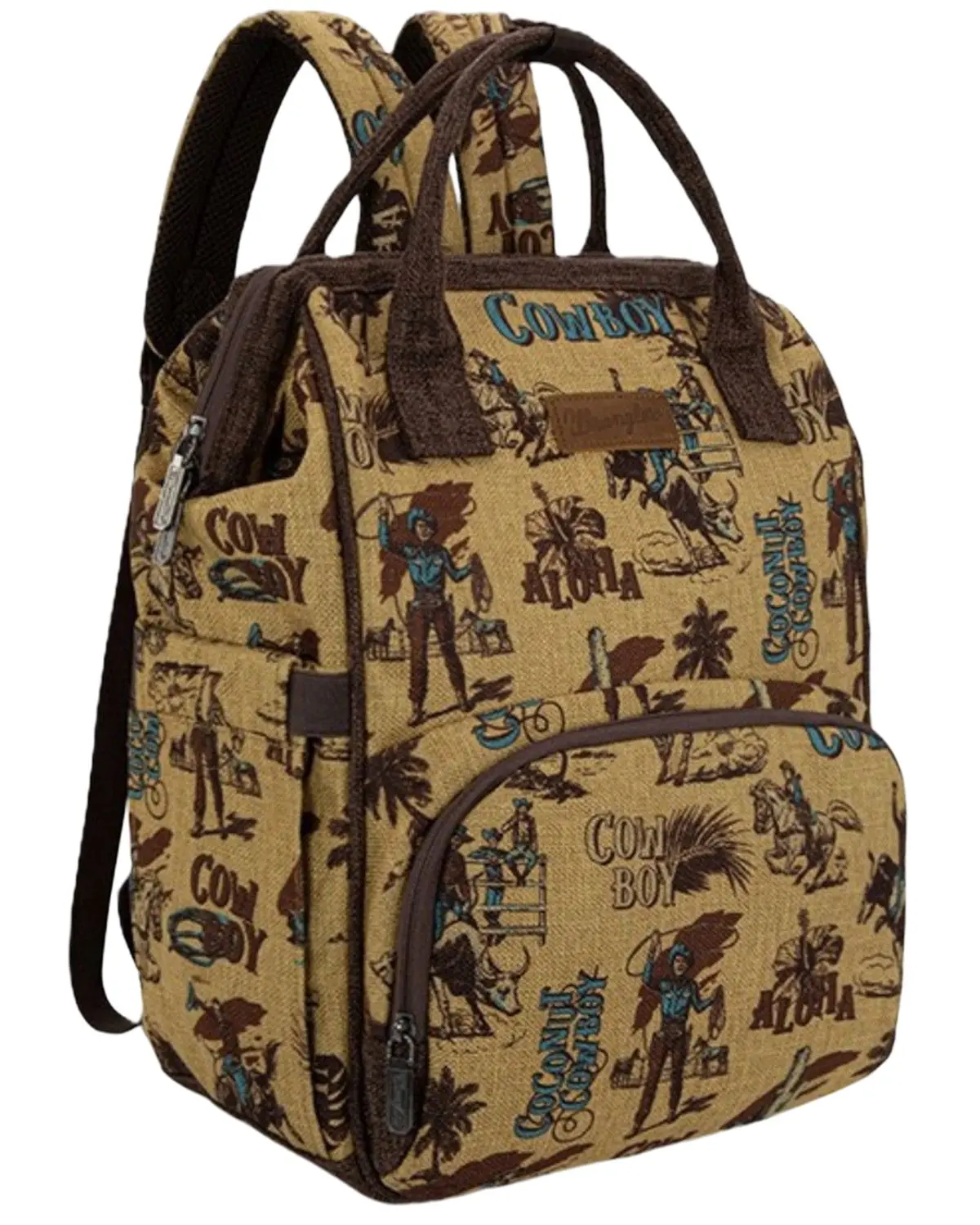 Wrangler Unisex Vintage Retro Cowboy Cool Print Backpack - Wg60-9110 Dk-Yl Wrangler Unisex Vintage Retro Cowboy Cool Print Backpack - Wg60-9110 Dk-Yl