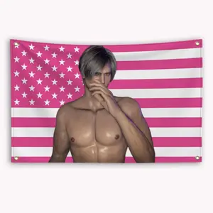 Leon S. Kennedy 2026 Flag, Leon Kennedy Pink Flag, Leon S. Kennedy RE9 Video Game Indoor Wall Tapestries