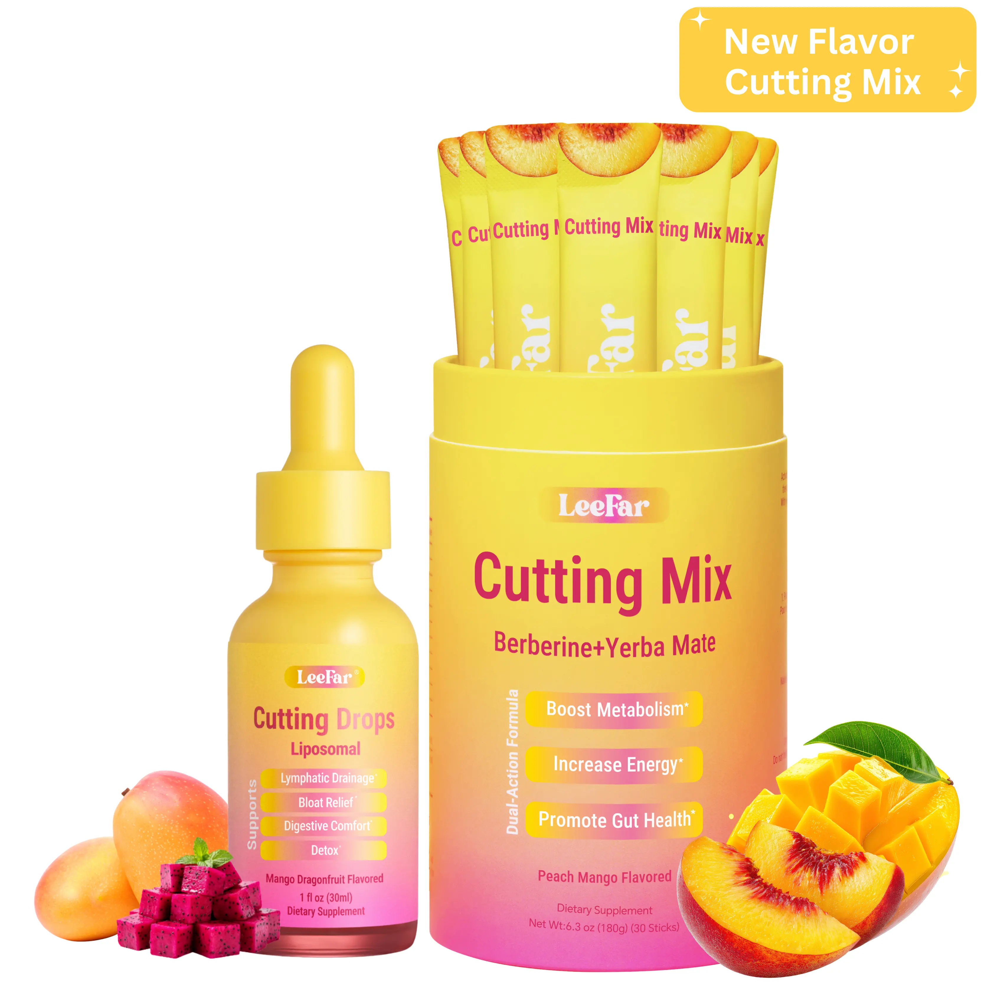 【Leefar Cutting Bundle】Leefar Cutting Mix| Peach Mango Flavor*1+Leefar Cutting Drops| Mango Dragonfruti *1