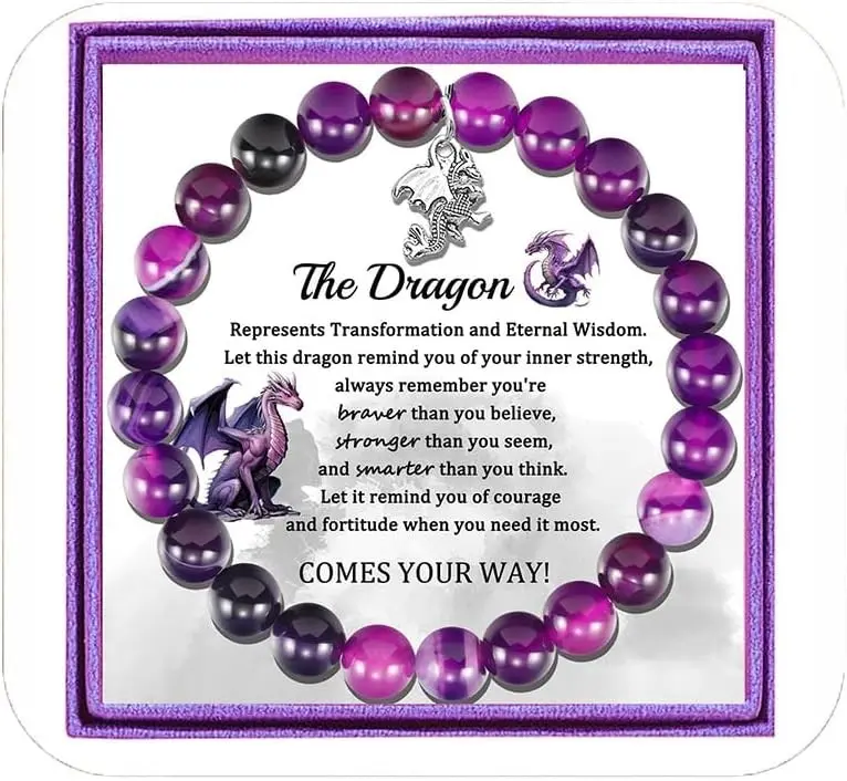 Dragon Lover's Charm Gemstone Jewelry Bracelet Inspiration Spirit Animal Gift for Friends