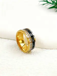 Stress Relief Rotating Ring, Roman Numeral Diamond Star Finger Ring, Artificial Zircon Wedding Promise Ring, Size 6-11, Comfortable Wear, Spinner Rings, Fashion Promise Ring