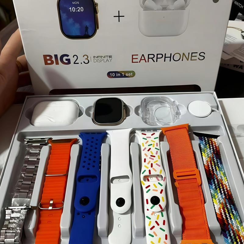 2026 Smart Watch Set | Bluetooth Call, Touch Screen, 100+ Sports Modes, Message Alerts | iPhone & Android | Includes Wireless Earbuds & 7 Bands
