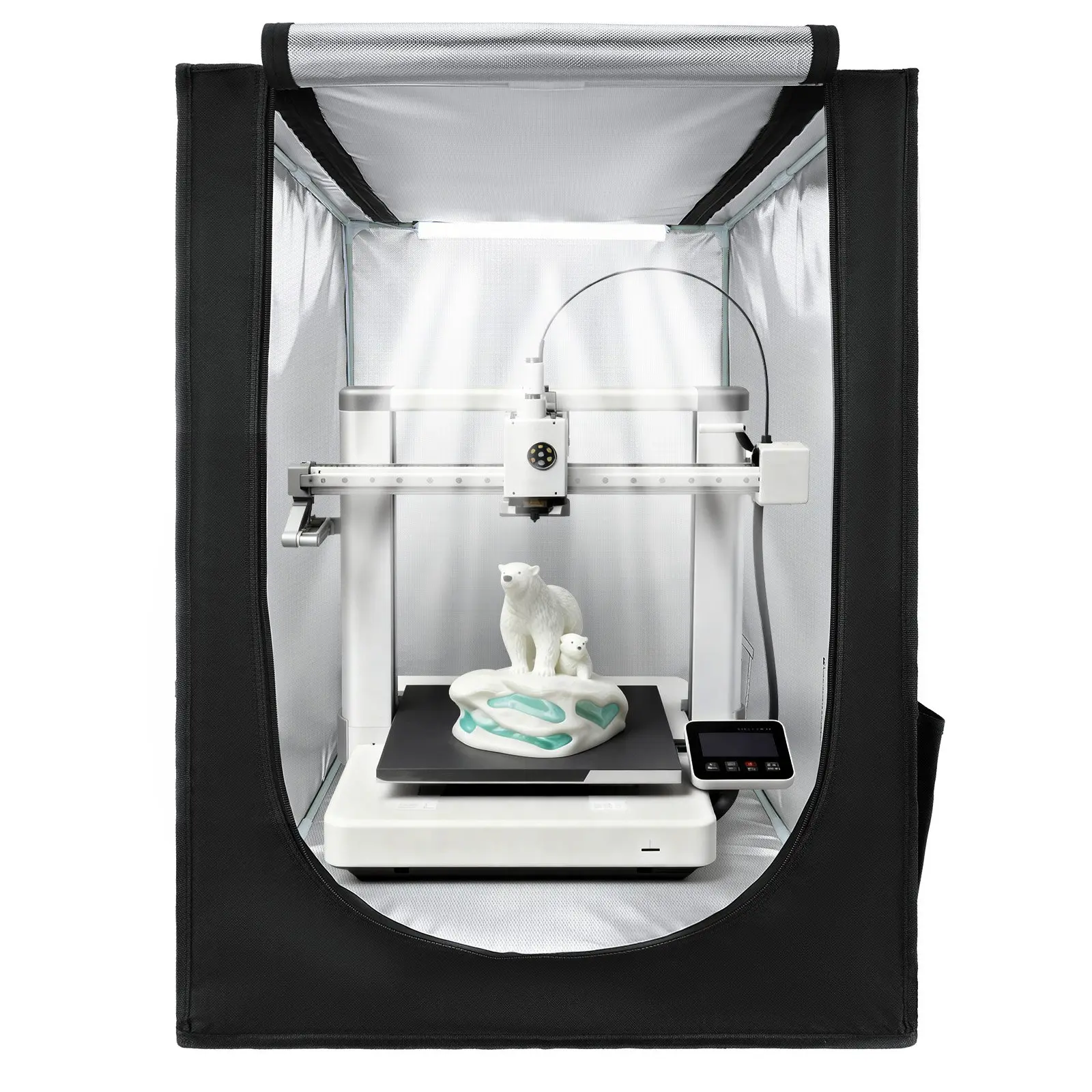 【DealsForYouDays】VEVOR 3D Printer Enclosure, 600D Oxford Cloth & Composite Aluminum Film Dustproof Waterproof Tent, 21.6x25.6x29.5 in 3.53 lbs Constant Temperature Case with LED Lighting, Compatible with Creality/ELEGOO/Anycubic Models, Led Lights, Temper