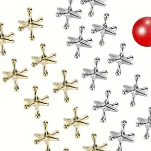 11pcs Retro Metal Jacks Game Set - Classic Nostalgic Toy with 10 Metal Jacks, 1 Ball, and Durable Construction