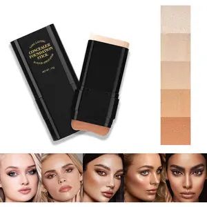 6 Color Foundation Stick Dual-ended Eraser Face Nose Shadow Fixer Concealer Acne Marks Highlighting Buildable Matte Finish 15ml Makeup #01