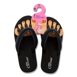 Pedi Couture Black Pedi Couture Pedicure Sandals for Summer Yoga - Comfortable Toe Separator Sandals with Rigid Foam Sole & Padded Leather Strap
