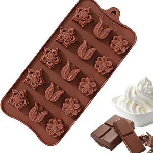 15-cavity Silicone Chocolate Mold, Flower Shaped Chocolate Mold, DIY Ice Cube Mold, Baking Mold for Home Kitchen