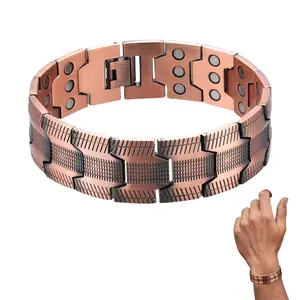 Copper Bracelet for Men, 3X Ultra Strength Magnetic Bracelets 99.99% Pure Copper 3500 Gauss Neodymium Magnets, Adjustable Hypoallergenic Stylish Wellness Relieve Fatigue Boost Energy, jewelry magnetic bracelet daily wear activities Christmas gift For Him