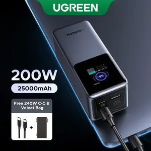 UGREEN 20000mAh 130W Power bank ,25000mAh 200W, 12000mAh 100W Fast Charging Powerbank, 65W Charger PD Super Fast Charging For iPhone 17/16/Macbook Air/Pro Lenovo Laptop, with LED Display Screen,TikTokShopSpringGlowUp,Greenish